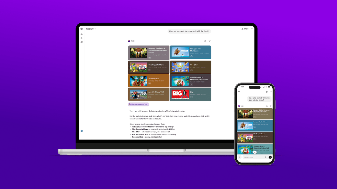 Tubi is the first streamer to launch a native app within ChatGPT
