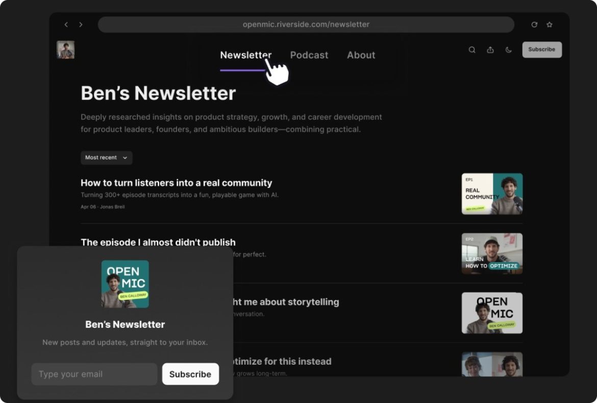 newsletter webpage