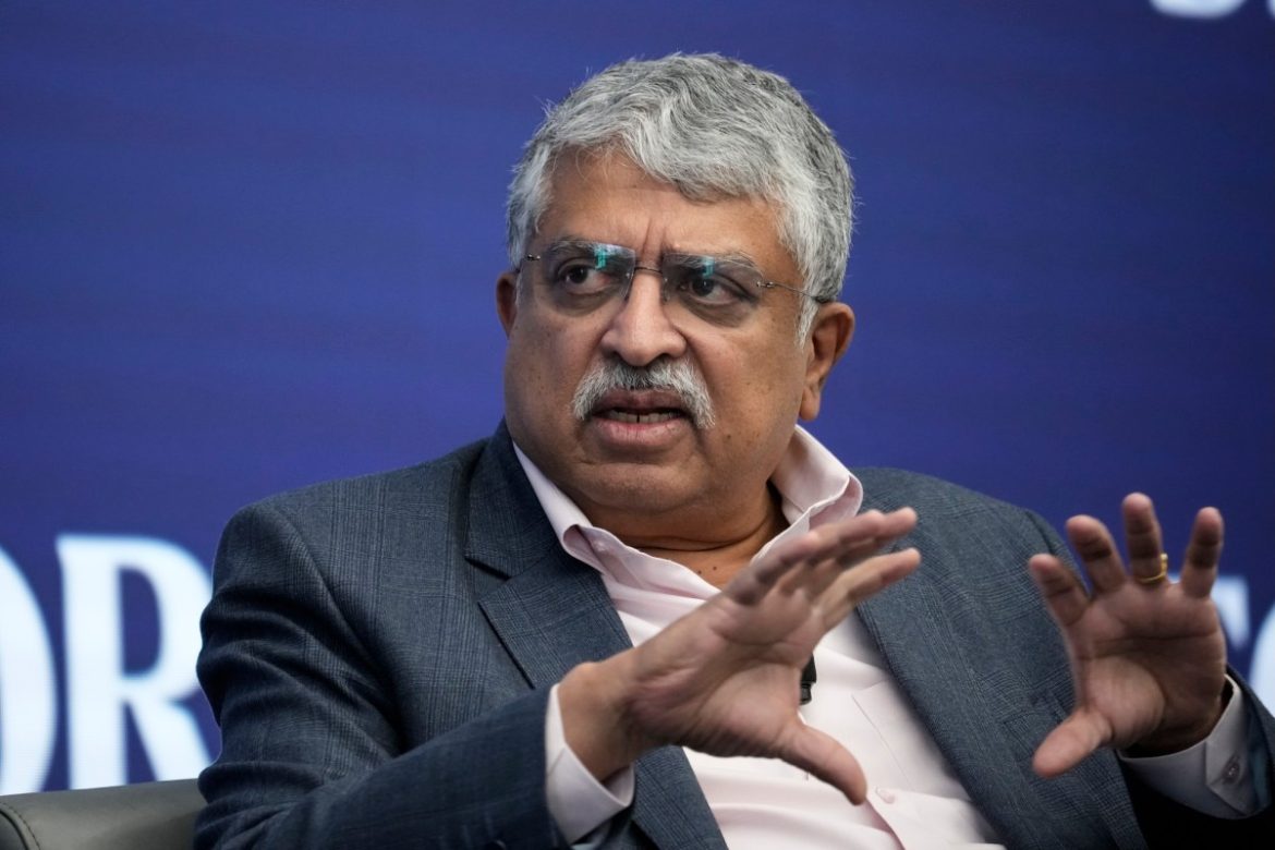 Infosys co-founder Nandan Nilekani speaks at the Semafor World Economic Summit on April 12, 2023 in Washington, DC.